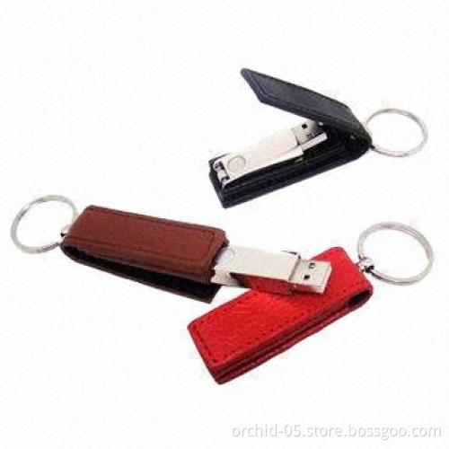 Leather USB Flash Drives with 128MB to 16GB Capacity